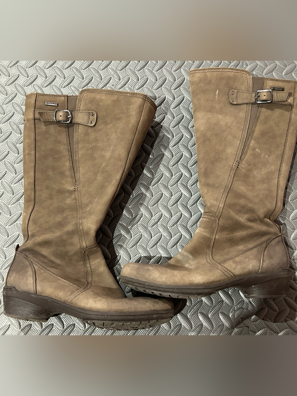 Rockport Tan Suede Mid-Calf Buckle Heeled Boots